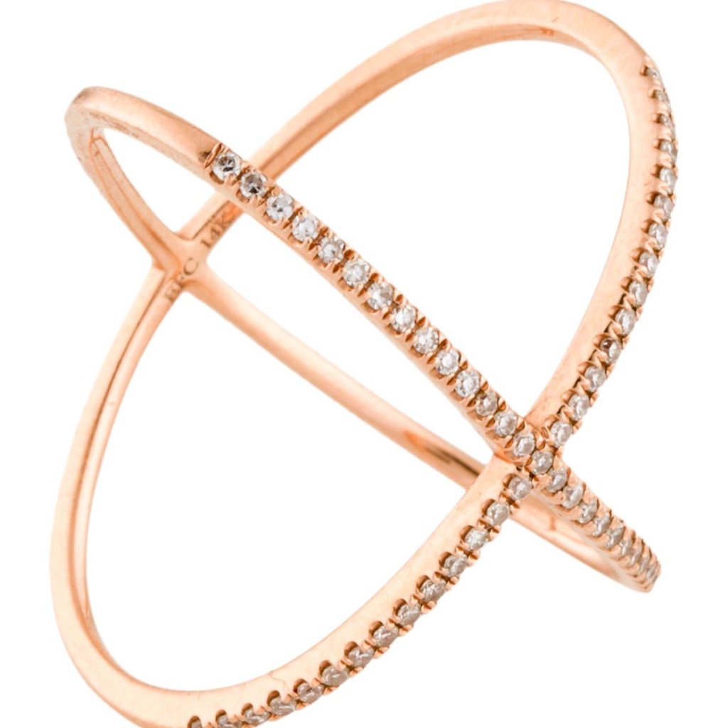Ef Collection 14k Yellow Gold & Diamond Crossover Ring
